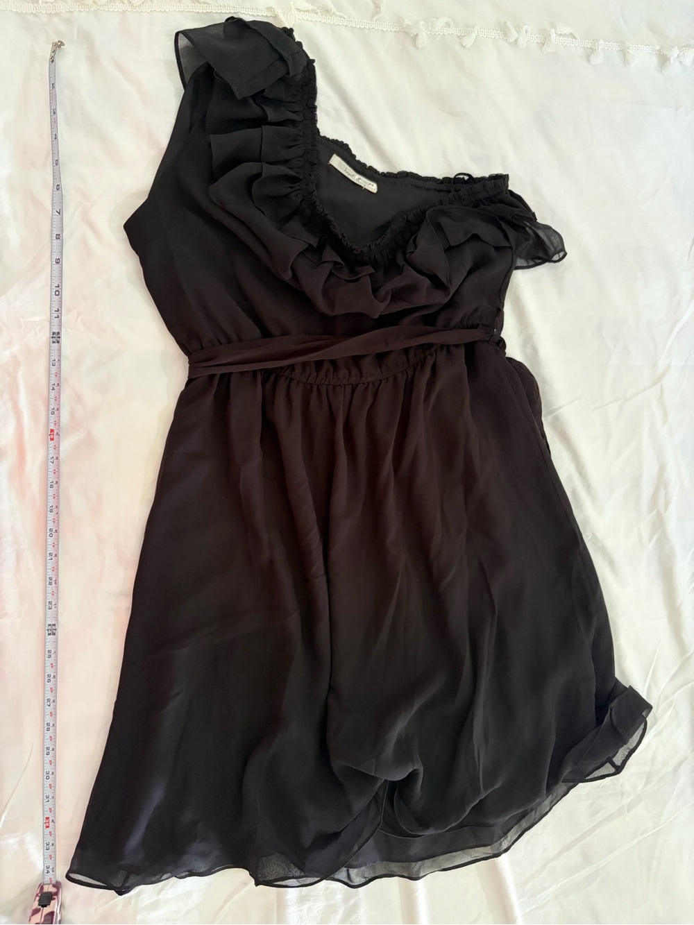 hazel One-Shoulder Black Ruffle Dress - Picture 4 of 4
